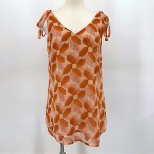 Cabi NWT Pinwheel Top #5358, Peach and Brick-Dust Layered Chiffon Sleeveless Top